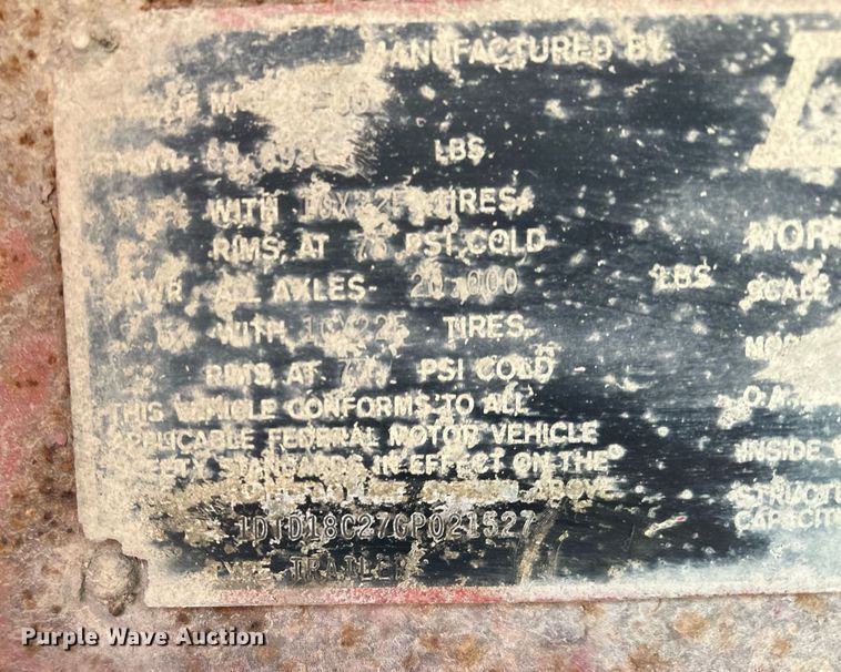 image for item MQ9298 1986 Dorsey  end dump trailer