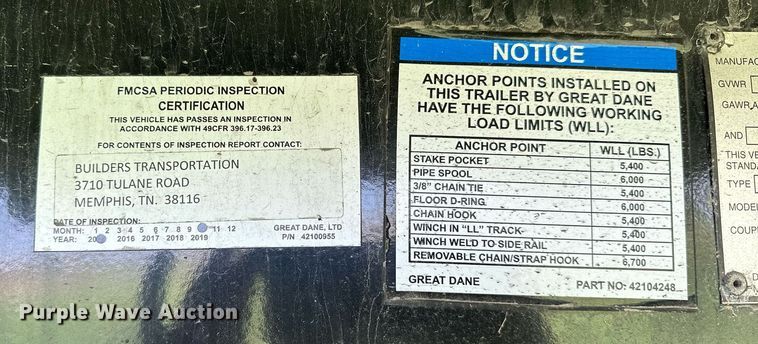 image for item OC9111 2016 Great Dane  flatbed trailer