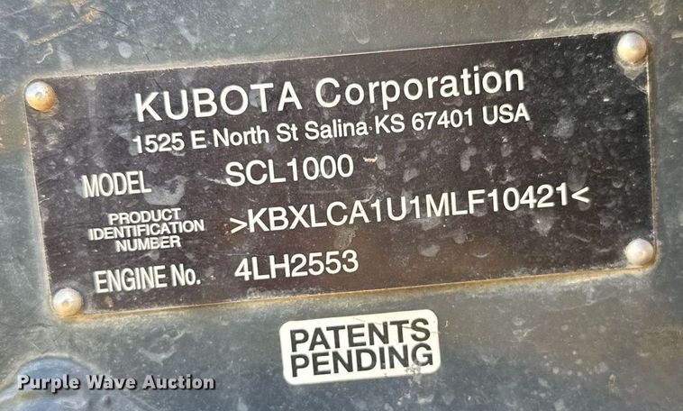 image for item DM0331 2021 Kubota  SCL1000 compact utility loader