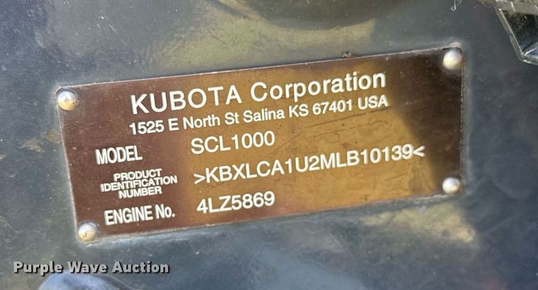 image for item DM0332 2021 Kubota  SCL1000 compact utility loader