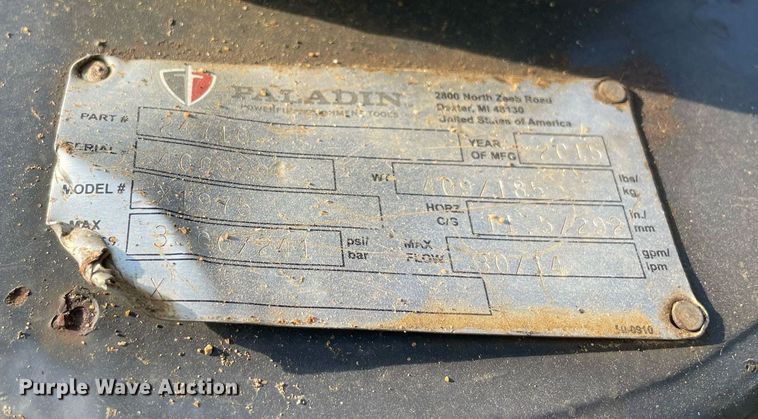 image for item DM0342 2015 Paladin X1975 skid steer auger