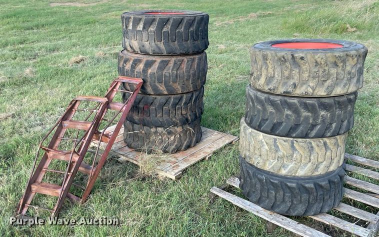 image for item DM0359 (8) skid steer tires and wheels 