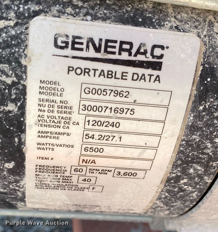 image for item DI7789 Generac XG6500  generator