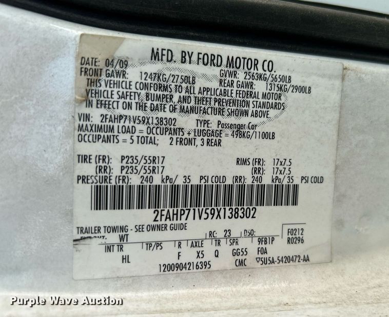 image for item DI7935 2009 Ford Crown Victoria Police Interceptor