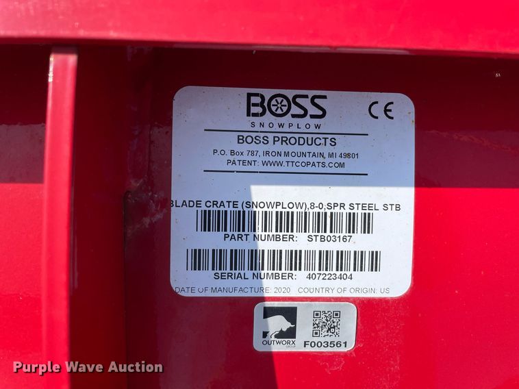 image for item DL3931 Boss   8' W snow plow