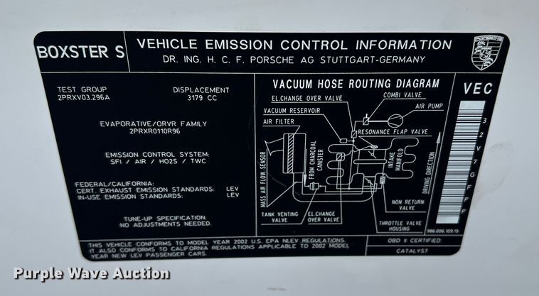 image for item DN3122 2002 Porsche Boxster  convertible