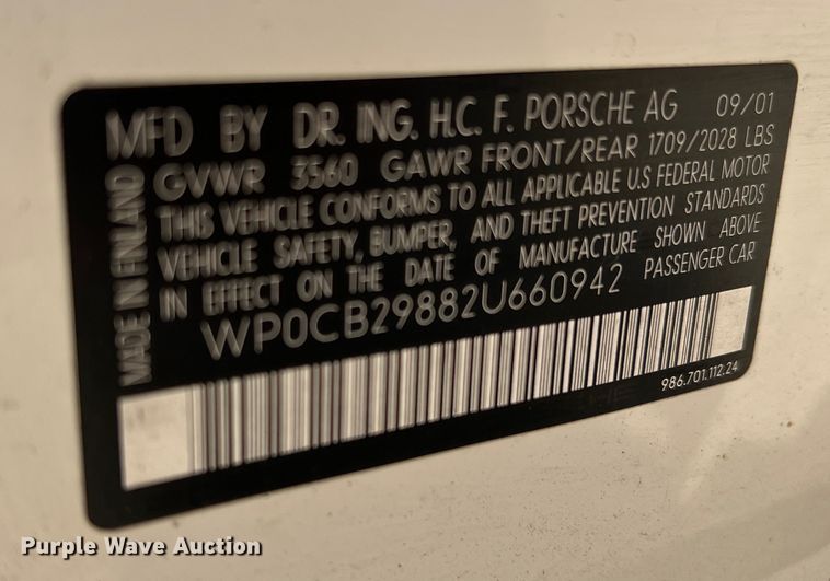 image for item DN3122 2002 Porsche Boxster  convertible