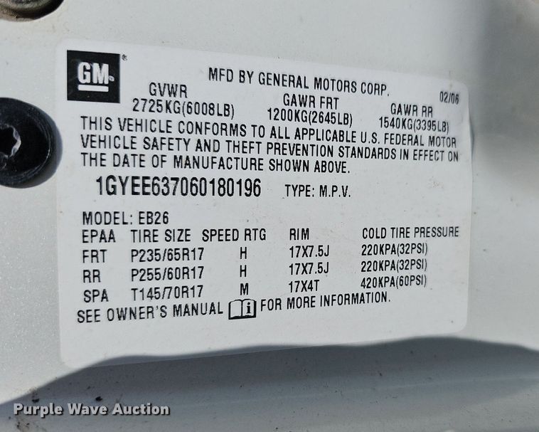 image for item DN8606 2006 Cadillac SRX  SUV