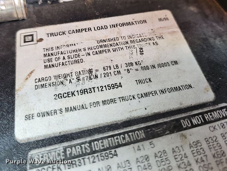 image for item DN8627 1996 Chevrolet K1500  Ext. Cab pickup truck