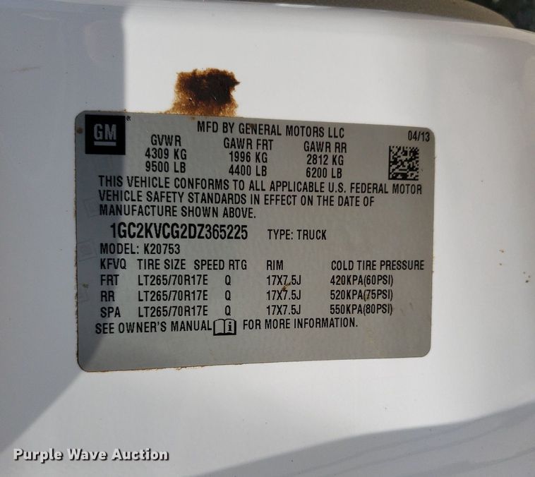 image for item DO2928 2013  Chevrolet Silverado 2500HD  Ext. Cab pickup truck