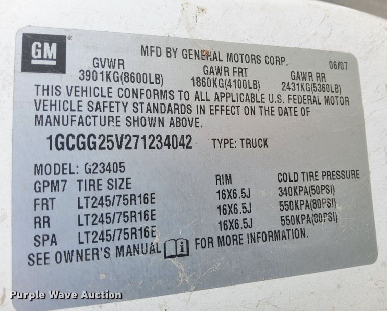 image for item DO3029 2007 Chevrolet Express 2500  van