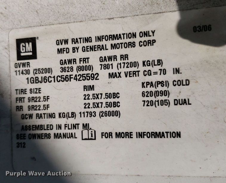 image for item DO3030 2006 Chevrolet C6500  box truck