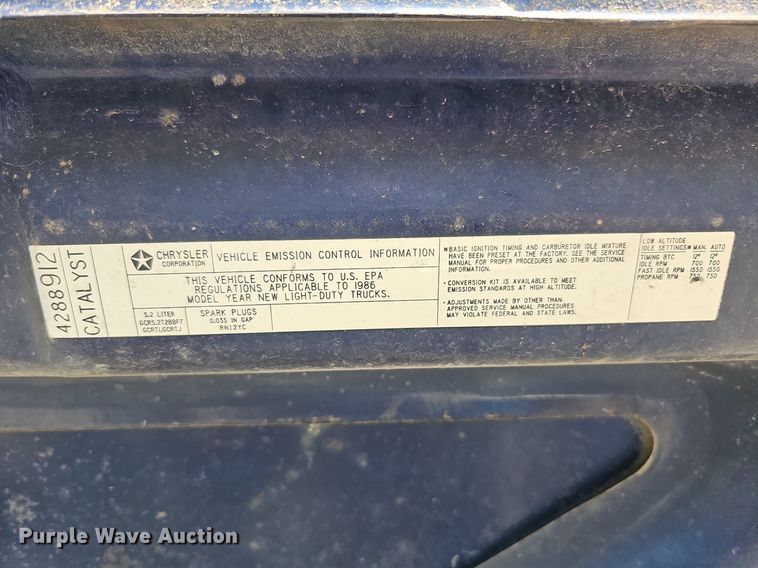 image for item DQ0128 1986 Dodge D100 Custom  pickup truck