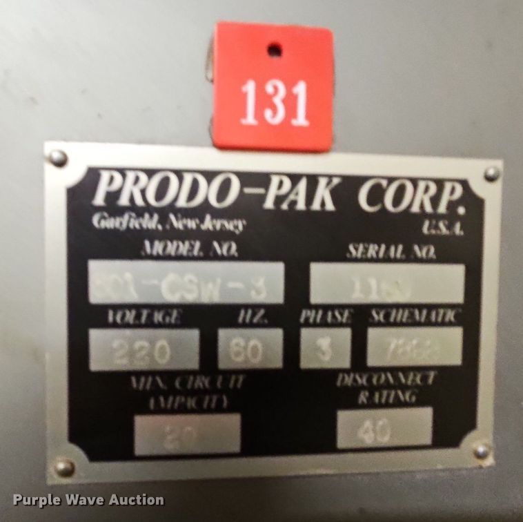 image for item DQ1822 Prodo-Pak Corp 601-CSW-3  form fill seal machine