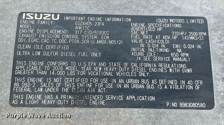 image for item DQ2173 2017 Isuzu NPR  box truck