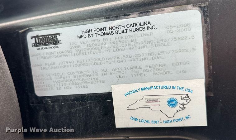 image for item DS2129 2009 Thomas  school bus