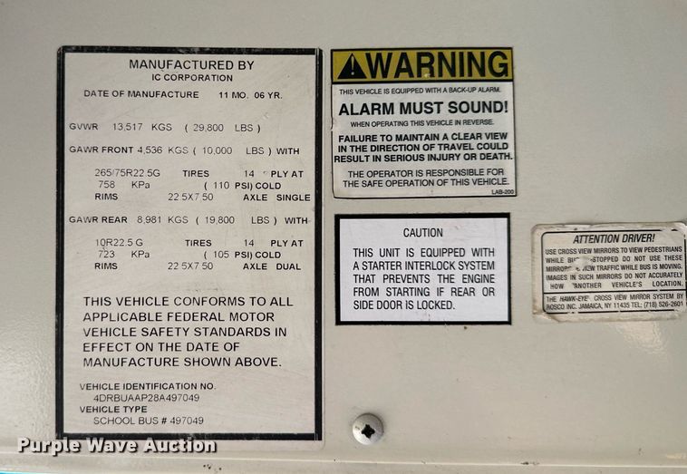 image for item DS2130 2008 International CE300  school bus
