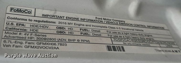 image for item DS2138 2016 Ford F550  truck cab and chassis