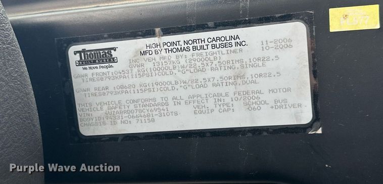 image for item DS2147 2008 Freightliner B2  school bus