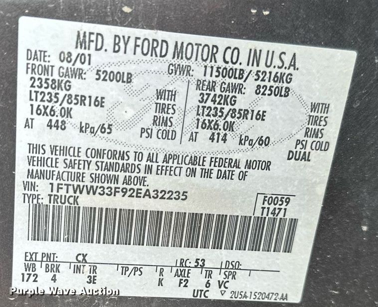 image for item DS2157 2002  Ford F350 Super Duty  Crew Cab pickup truck