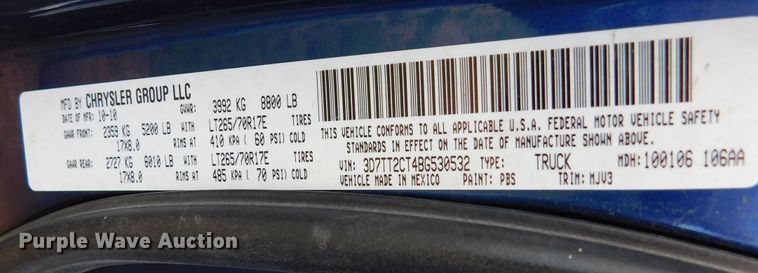 image for item GP9633 2011 Dodge Ram 2500  Crew Cab pickup truck