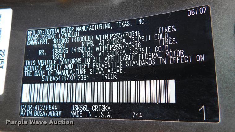 image for item GP9634 2007 Toyota Tundra SR5  Double Cab pickup truck