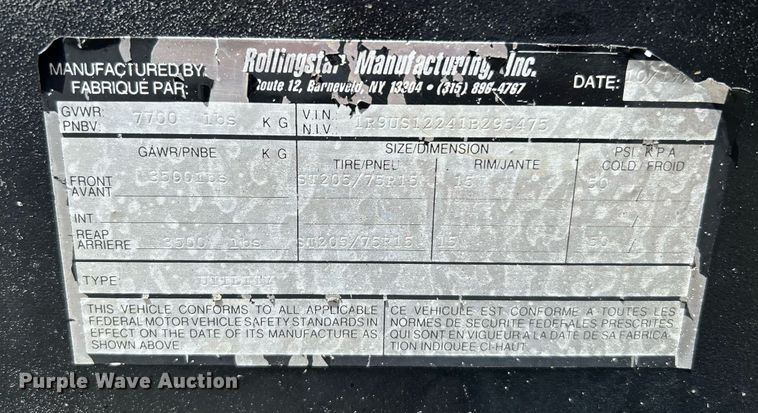 image for item KW9137 2001 Rollingstar Mfg. Inc.  fiber optic trailer