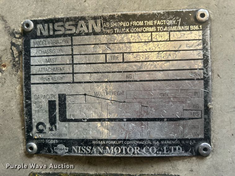 image for item KW9149 Nissan Optimum 30  forklift