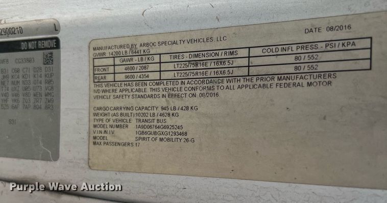 image for item LF9346 2016 Chevrolet Express G4500  shuttle bus