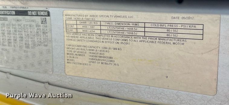 image for item LF9348 2017 Chevrolet Express G4500  shuttle bus