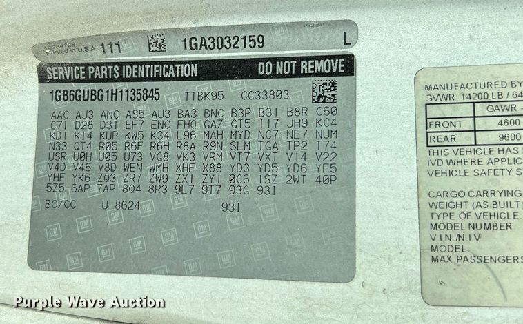 image for item LF9354 2017 Chevrolet Express G4500  shuttle bus