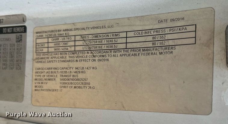 image for item LF9355 2016 Chevrolet Express G4500  shuttle bus