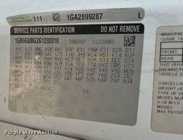 image for item LF9355 2016 Chevrolet Express G4500  shuttle bus