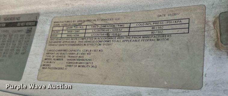 image for item LF9356 2017 Chevrolet Express G4500  shuttle bus