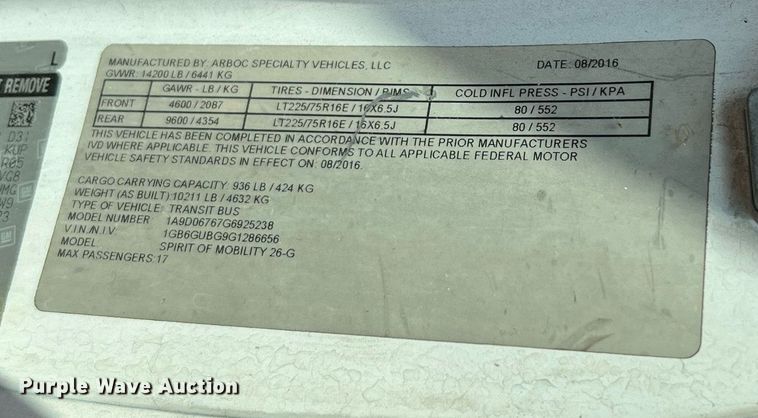 image for item LF9357 2016 Chevrolet Express G4500  shuttle bus