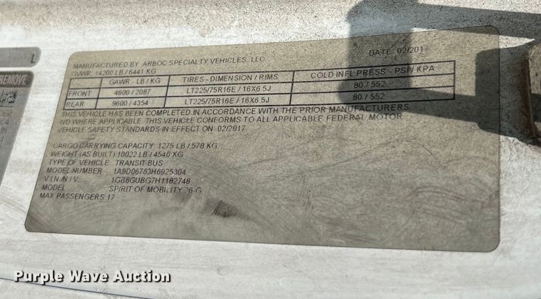 image for item LF9361 2017 Chevrolet Express G4500  shuttle bus