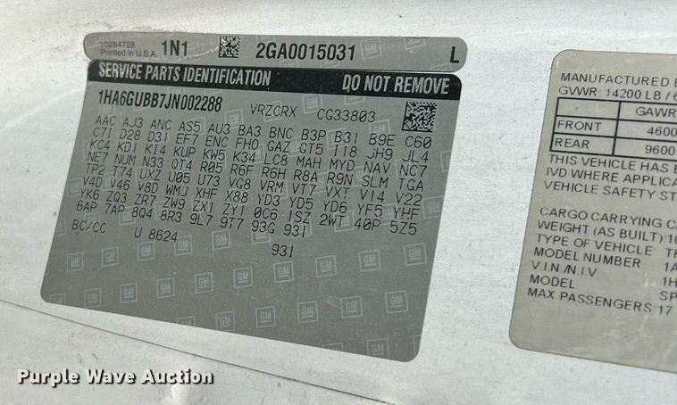 image for item LF9362 2018 Chevrolet Express G4500  shuttle bus