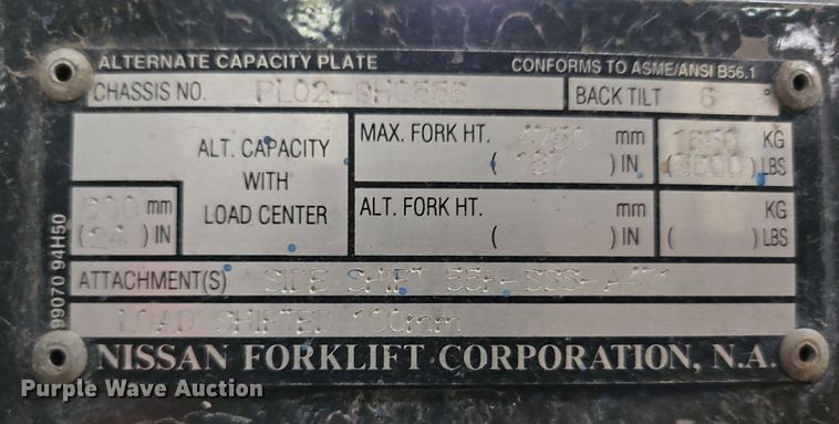 image for item LM9074 Nissan MPL02A25LV  forklift