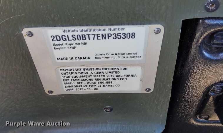 image for item LP9659 2013 Argo 750HDi  utility vehicle