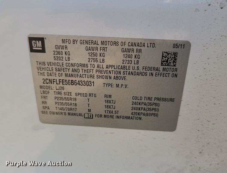 image for item LQ9051 2011 Chevrolet Equinox LTZ  SUV