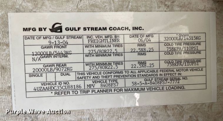 image for item LS9510 2005 Gulf Stream Friendship G7  RV