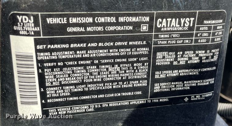 image for item LS9537 1986 Chevrolet Corvette