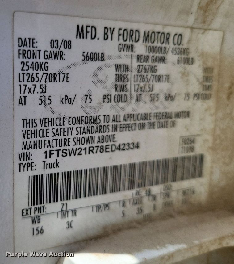 image for item LS9603 2008 Ford F250 Super Duty XLT  Crew Cab pickup truck