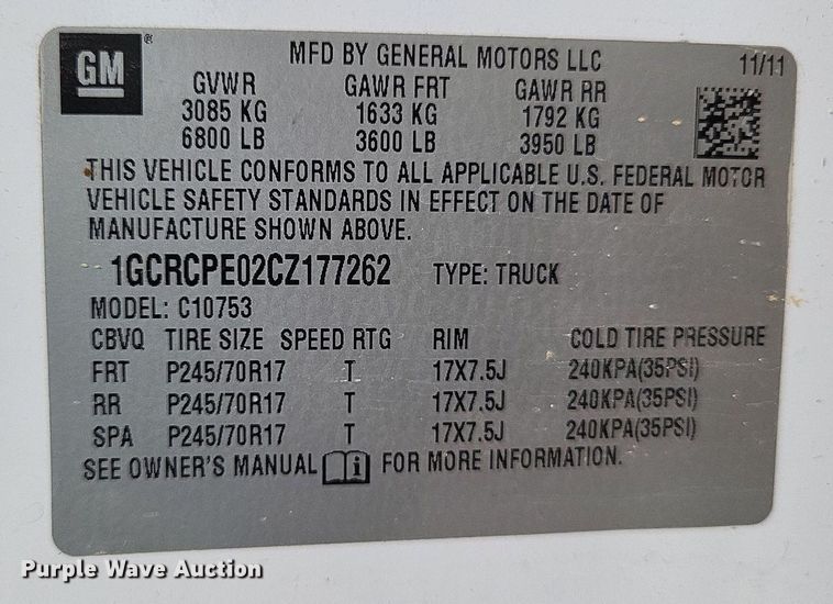 image for item LS9606 2012 Chevrolet Silverado 1500  Ext. Cab pickup truck