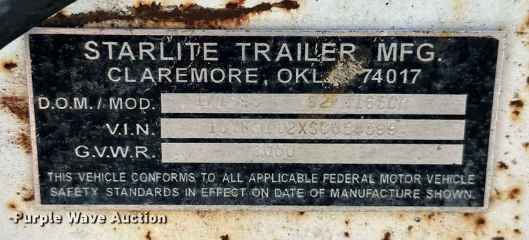 image for item MB9621 1995 Starlite  utility trailer