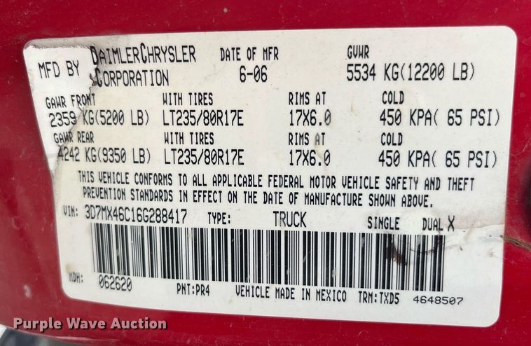 image for item MG9399 2006 Dodge Ram 3500  pickup truck