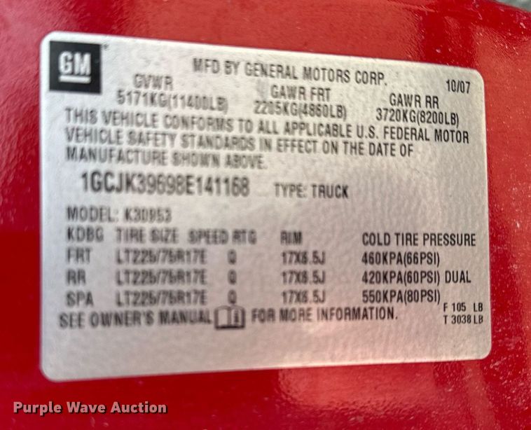 image for item MQ9306 2008 Chevrolet Silverado 3500HD  pickup truck