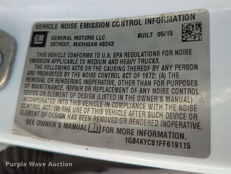 image for item MX9334 2015 Chevrolet Silverado 3500HD  Crew Cab utility bed pickup truck