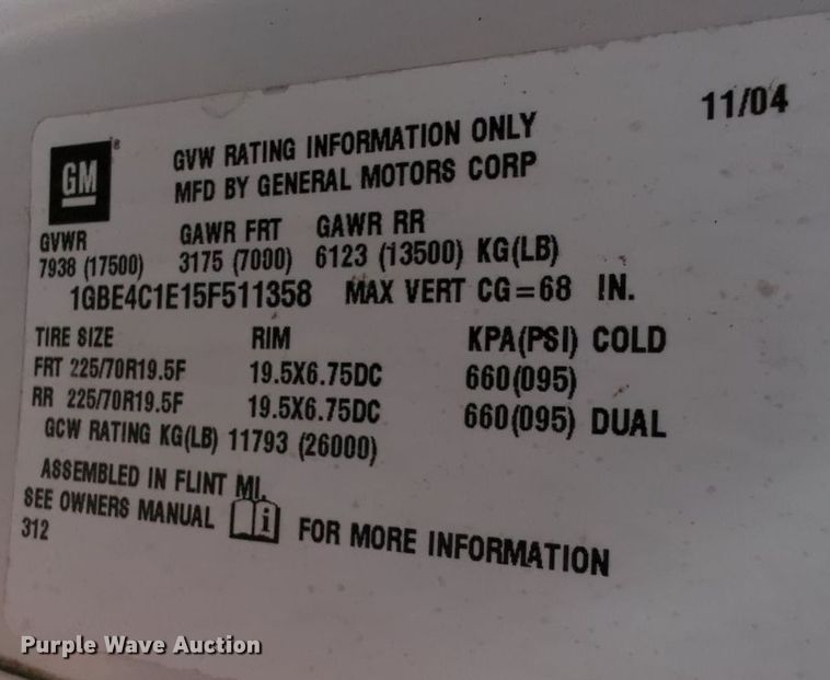 image for item MX9341 2005 Chevrolet C4500  bucket truck