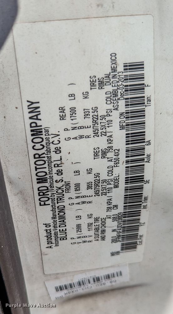 image for item MX9349 2013 Ford F650 Super Duty  box truck